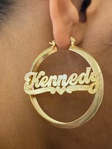 14k gold overlay personalized Hoop Earrings 2 &quot;  /#c5 - $44.99