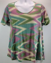 CB) LuLa Roe Shirt Woman Polyester Short Sleeve Shirt Top Medium - $9.89