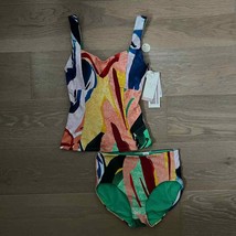 CALIA 2 pc Tankini Swimsuit Painterly Floral XS NWT - £34.39 GBP
