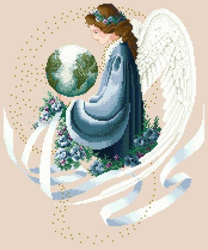 Complete Xstitch Kit "Earth Angel" By Lavender and Lace - $56.42