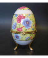 Easter Egg Hinged Trinket Box Floral Images Three Legged Multi-color 3 t... - £14.14 GBP