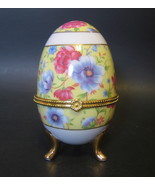 Easter Egg Hinged Trinket Box Floral Images Three Legged Multi-color 3 t... - $24.68 CAD