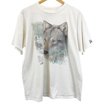 Vintage 91 Mens XL Single Stitch Wolf Alaska T-Shirt Cream 3D Emblem Corp  - £30.08 GBP