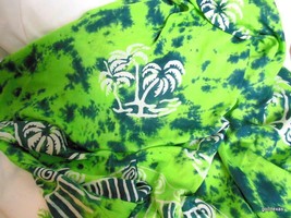 Castaways Scarf Sarong Wrap 56 x 46&quot; Palm Trees on Sea Green Fringed - $21.19