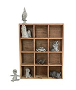 8 Pewter Animal Miniatures &amp; Wood Shadow Box Dog Cat Parrot Duck Crab Vi... - £34.40 GBP