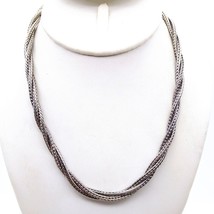 Chunky Chain Twist Necklace, Vintage Double Strand Foxtail Chain in Silv... - £30.60 GBP