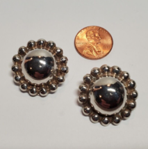 Vintage All Solid Sterling 925 Silver Button Earrings Non Pierced Clips 10.3 Gr - £29.09 GBP