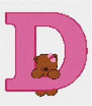 Pepita Needlepoint kit: Letter D Teddy Pinks, 7&quot; x 8&quot; - £39.42 GBP+