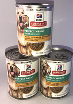 3ea 12.5oz Can Hills Science Diet Perfect Weight Adult Veg/Chicken Wet Dog Food - £19.36 GBP