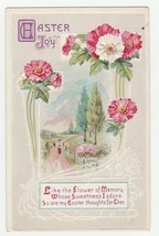 Vintage Postcard Easter Pink and White Flowers Country Road Embossed - $6.92