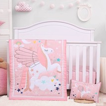 Crib Bedding Set For Girls - Pink Baby Nursery Bedding Sets - 3 Pieces Crib Quil - £45.70 GBP