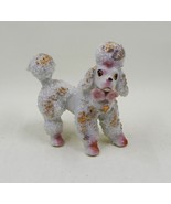 Ceramic White Spaghetti Poodle Figurine Gold Highlight Pink Accent Japan - £15.95 GBP