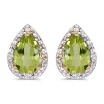 14k White Gold Finish 1.10 Ct Pear Cut Green Peridot Women&#39;s Stud Earrings 925 - £70.33 GBP