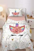 Cute Unicorn Gold Stamping And Polka Dot Single Baby Kids Duvet Cover Set - £71.92 GBP