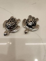 Unique Silver Metal Sea Turtles Salt and Pepper Shakers Beach Ocean Sea Life - $16.00