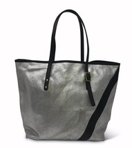 Kempton &amp; Co. metallic canvas small tote in Silver/Black - size One Size - $208.89