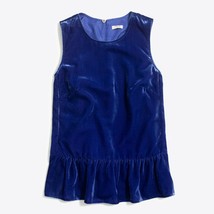 NWT Womens Size 10 J.Crew Blue Velvet Drapey Peplum Sleeveless Blouse Top - £23.11 GBP