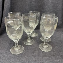 Libbey Chivalry Clear Glass 6.5” Water Goblets Vintage Textured Set of 6 - $30.69