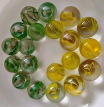 20 Vintage Green/Yellow  6/8 Vein Cat&#39;s Eye Marbles 0.53 Inch - $277.81 MXN