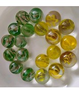 20 Vintage Green/Yellow  6/8 Vein Cat&#39;s Eye Marbles 0.53 Inch - $20.39 CAD