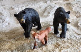 LOT OF 3   2 BLACK BEARS AND 1 RED FOX Animal Figurine Safari Ltd 2008 - £19.02 GBP