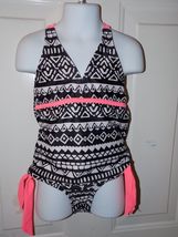 JUSTICE Black/White/Hot Pink Tankini Set Size 6 Girl's EUC - $20.70
