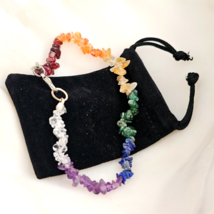 Anxiety Relief Bracelet 7 Chakra Gemstone Crystal Stress Healing stones With Bag - £11.50 GBP