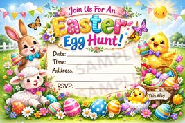 Easter Egg Hunt  party Invitations 12 With envelopes Glossy 6x4 - $10.99