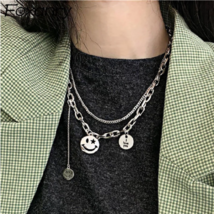 925 Sterling Silver Plated Vintage Hollow Smiley Face Necklace - FAST SHIPPING! - $9.99