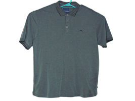 Tommy Bahama Modal 3 Button Polo Golf Shirt Short Sleeve Gray Black Soft... - £21.55 GBP