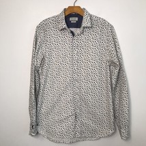 Zara Shirt Mens Large Slim Fit White Floral Long Sleeve Button Casual Co... - $28.56