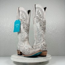 NEW Lane Santorini White Cowboy Boots 6.5 Western Bridal Wide Calf Snip ... - £287.24 GBP