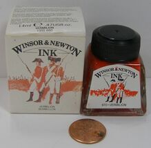 Windsor &amp; Newton Stamp Pad Ink .47oz. Glass Bottle    Vermilion 680 - $111.09 MXN