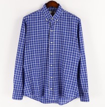 Ledbury Button Down Shirt Mens Large Blue White Plaid 100% Cotton - £23.94 GBP