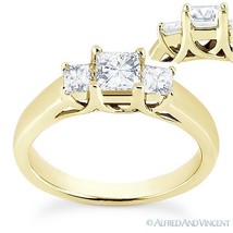 Forever ONE DEF Square Cut Moissanite 3-Stone Engagement Ring in 14k Yellow Gold - £722.92 GBP+