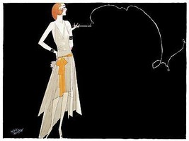 Decoration 18x24 Poster.Interior design.Room art.Elegant lady long smoke.7389 - £22.38 GBP