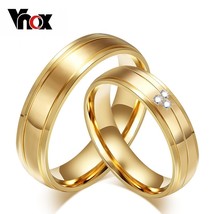 10pcs/lots Wholesale Gold Color Couple Ring AAA+ CZ Stainless Steel Engagement P - £37.45 GBP