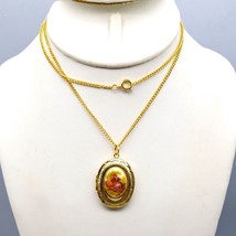Vintage Locket Pendant Necklace with Oval, Fragonard Romantic Portrait, ... - £25.11 GBP