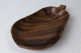 Pear Shaped Genuine Monkey Pod Wood Serving Bowl Vintage Handmade in Philippines - £19.45 GBP