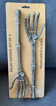 Cast Aluminum Metal Skeleton Hands Arms 2Pc. Halloween Salad Serving Set New 13” - £23.88 GBP