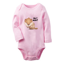 Ma? Milk! Funny Romper Baby Bodysuit Newborn Infant Kids Animal Beaver Jumpsuits - £8.91 GBP