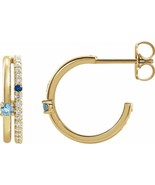 Genuine 14K Yellow Gold Multi-Gemstone &amp; 1/5 CTW Diamond Hoop Earrings - $868.06