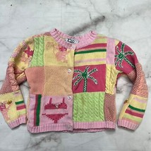 Vintage Lilly Pulitzer 3T Toddler Cardigan Sweater Colorblock Beaded Palm Tree - $128.65