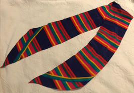 Liz Claiborne Vtg Scarf 66” L Multicolor Stripes Silky Feel Blu Grn Pnk Red Yllw - £15.43 GBP