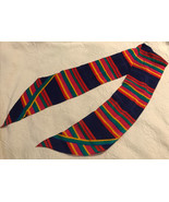 Liz Claiborne Vtg Scarf 66” L Multicolor Stripes Silky Feel Blu Grn Pnk ... - $26.72 CAD