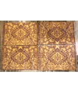 Set of 4 Woven Placemats Brown Beige Geometric Design Double Sided Fringe - €17,18 EUR