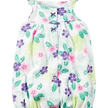 Carters Baby Girls Snap-Front Printed Romper Floral White 24M - £23.16 GBP