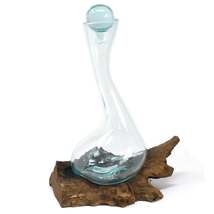 Molton Glass Wine Decanter On Wooden Stand - £37.63 GBP
