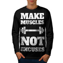 Make Tough Muscles Tee No Excuses Men Long Sleeve T-shirt - £11.21 GBP