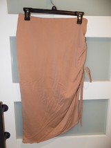 Open Edit Side Ruched Midi Skirt in Tan Mocha Size M Women&#39;s NWOT - $23.00